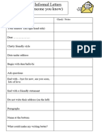 Informal Letter Checklist