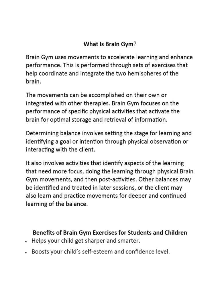 What Is Brain Gym Pdf Arm Hand