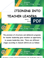 Transitioning Into Teacher Leaders