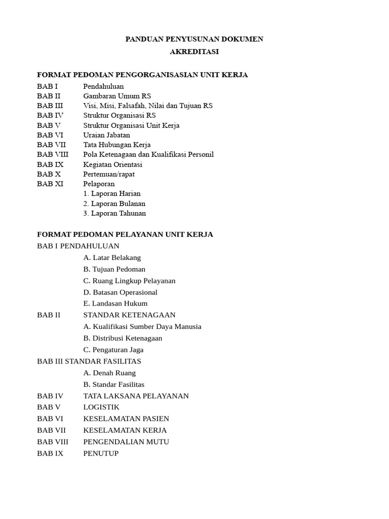 Panduan Penyusunan Dokumen Akreditasi Pdf