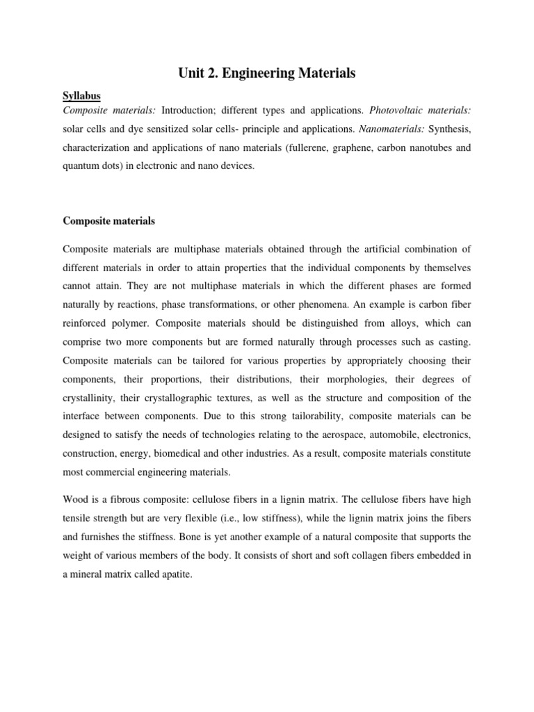 Engineering Materials | PDF | Composite Material | Solar Cell