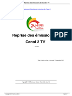 Reprise Des Emissions de Canal 3 TV - A558