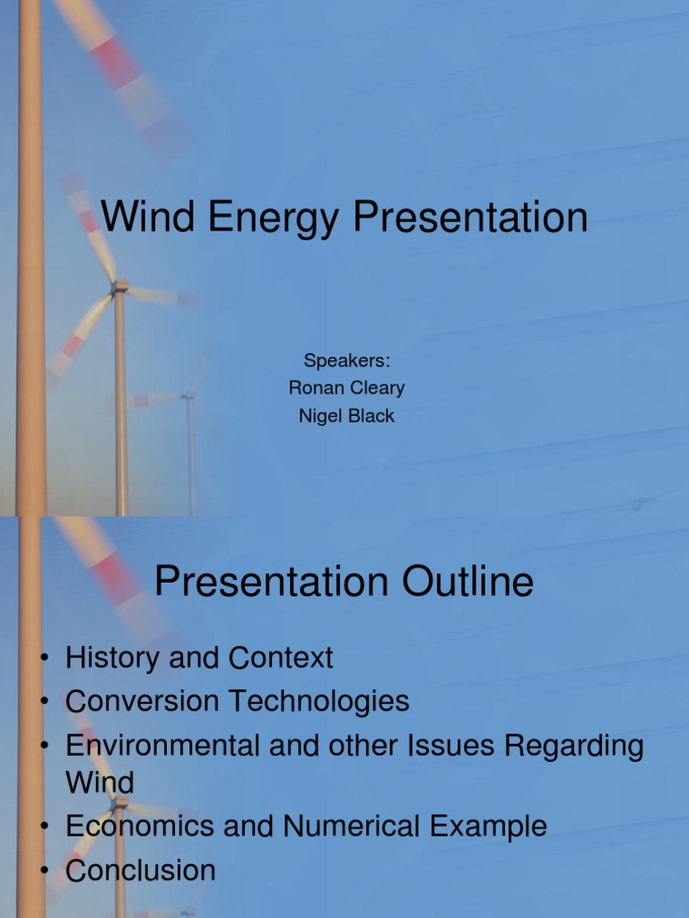 Wind Energy Presentation Wind Turbine Wind Power