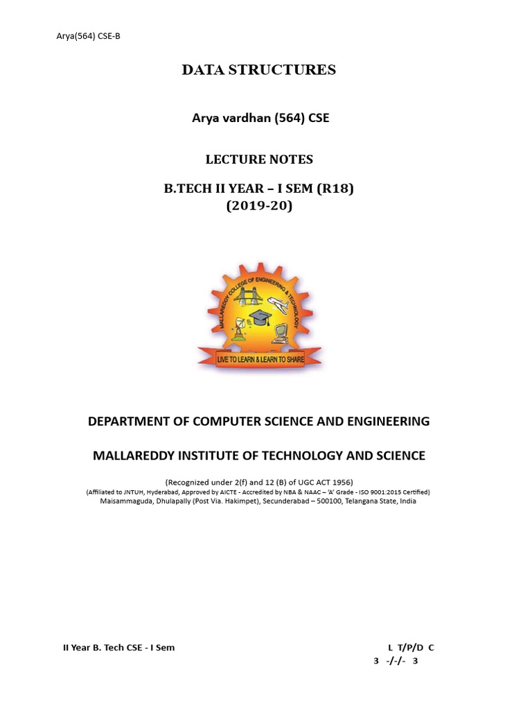 Arya Mrits (564) Data Structure | PDF | Data Type | Pointer (Computer ...