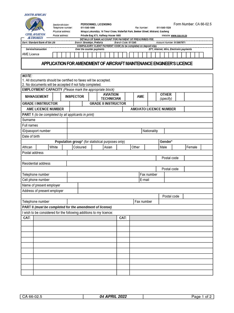 AME Licence Amendment Application | PDF | Banks | Service Industries