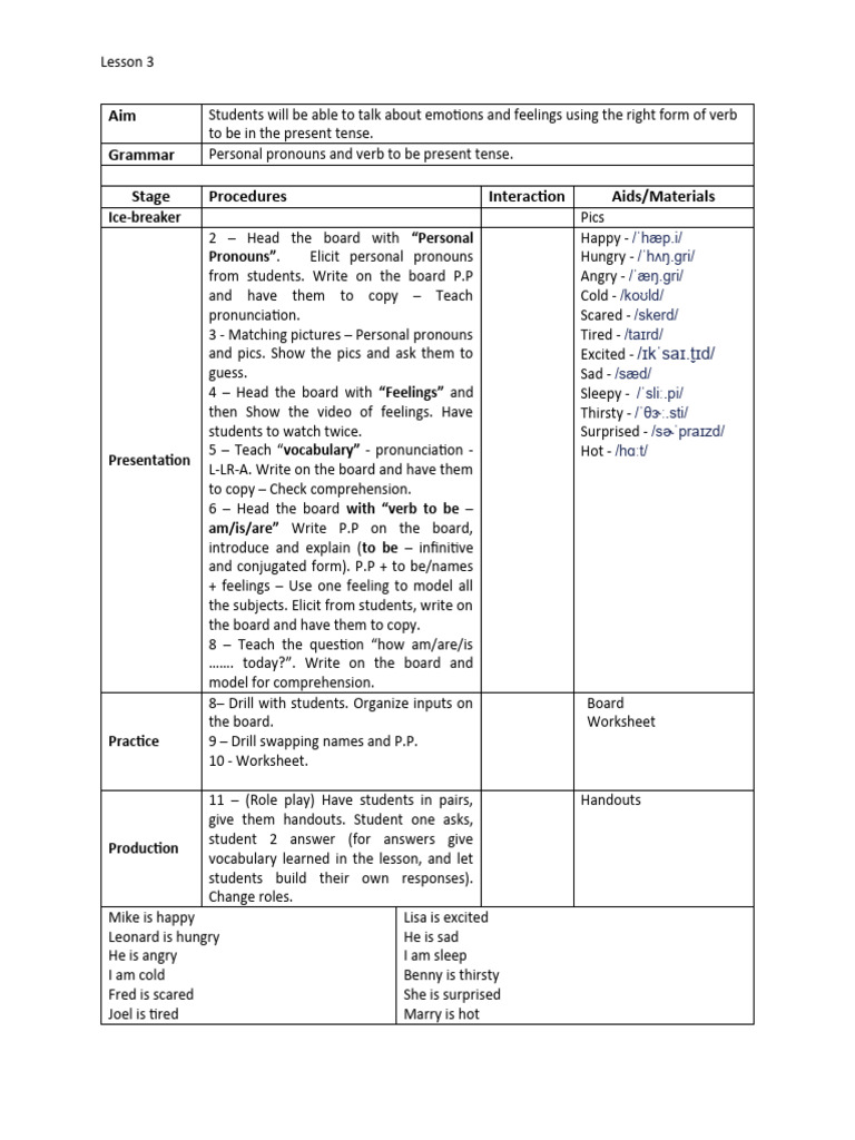 PPP - Lesson 3 | PDF | Cognition | Grammar