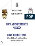 Nurse & Midwife Register Passbook Indian Nursing Council: NUID NO.: CG1247623 REGN. NO.: XXXIII-14684