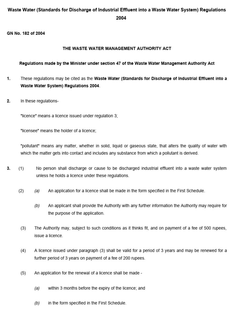Industrial Effluent Discharge Standards | PDF | Sets Of Chemical ...