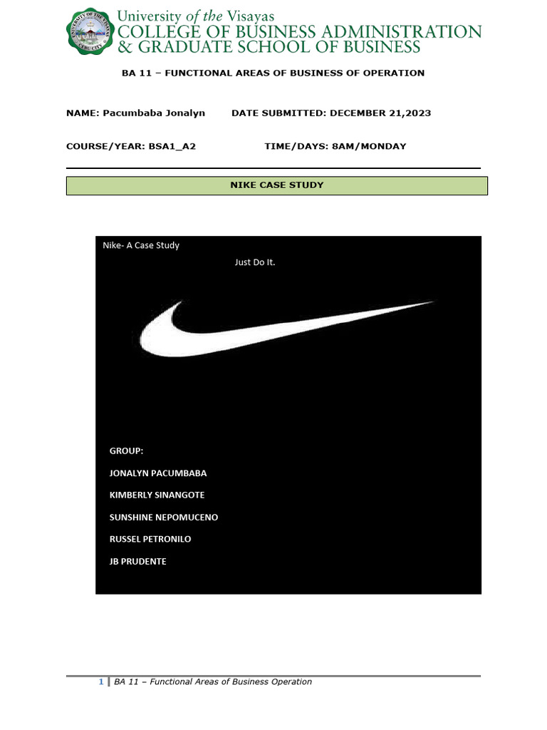 Nike Business Operations Case Study | PDF | Diversity (Business) | Nike
