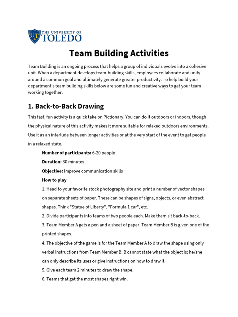 Team Building Activities | Download Free PDF | Team Building | Drawing