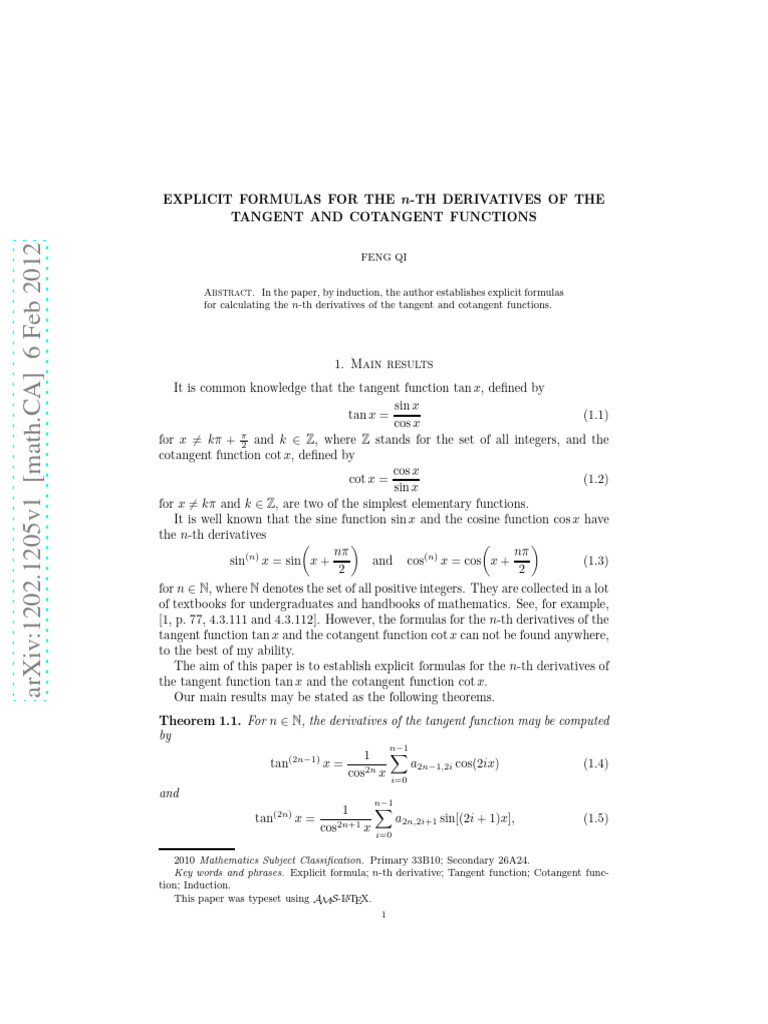 1202 1205v1 | PDF | Trigonometric Functions | Function (Mathematics)