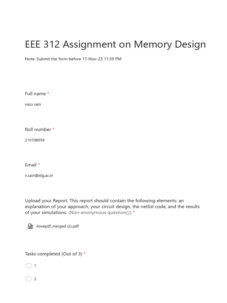 EEE 312 Memory Design Assignment | PDF | Art | Computers