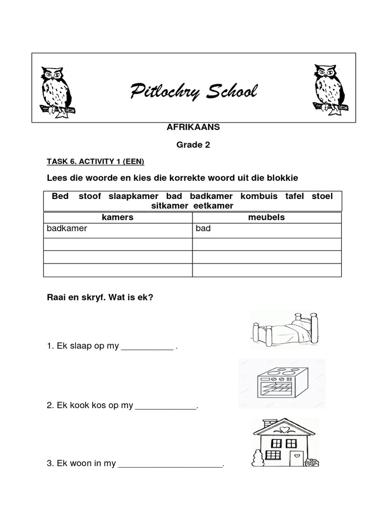 GRADE 2 Afrikaans Task 6 | PDF