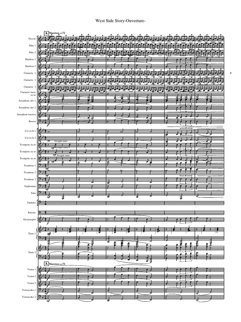 West Side Story Ouverture Score | PDF | Brass Instruments | Music ...