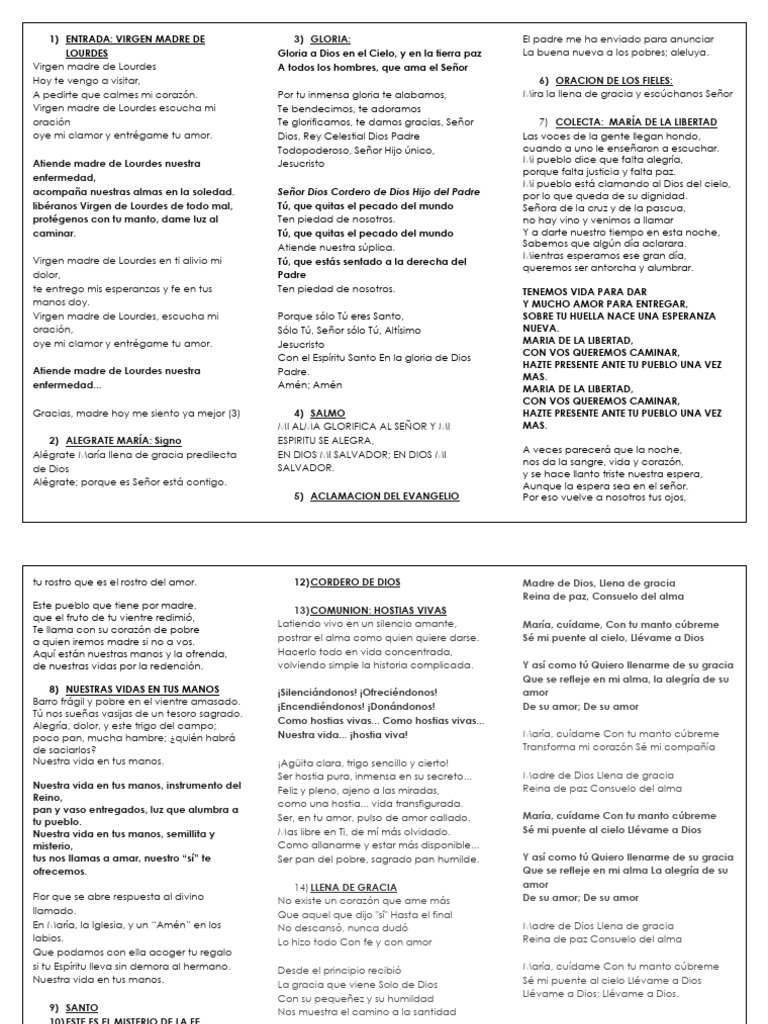 Cancionero lourdes 2024 3 1 pdf mar a madre de jes s amor