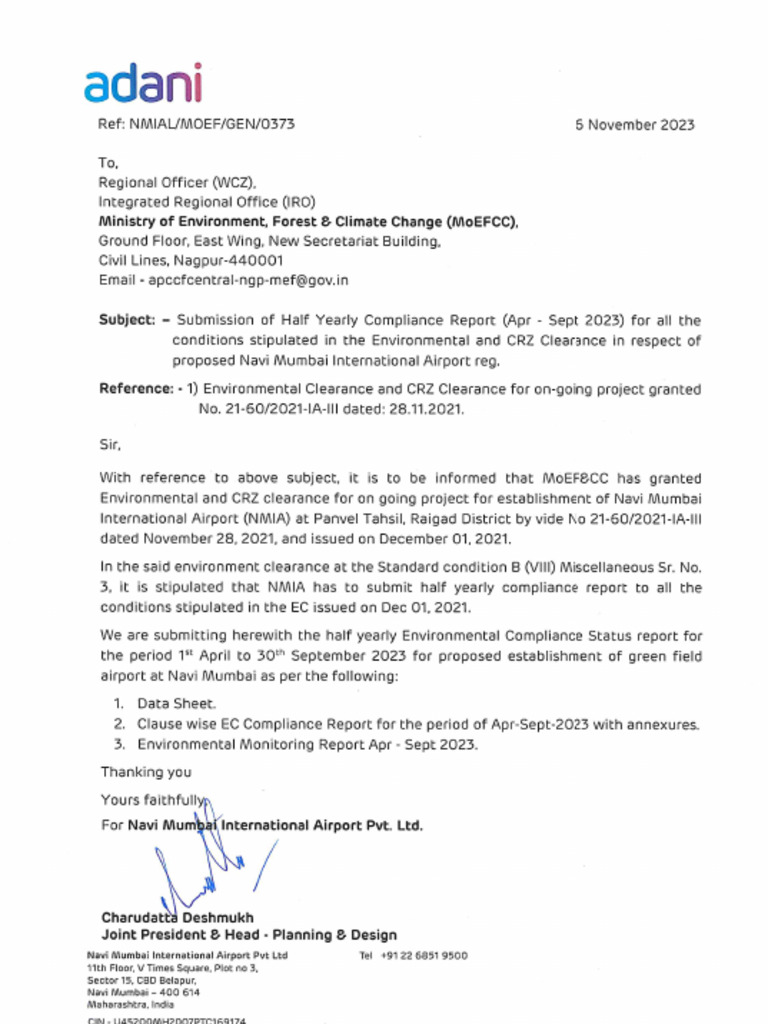 NMIA Half Yearly EC Compliance Report Apr - Sept 2023 | PDF | Municipal ...