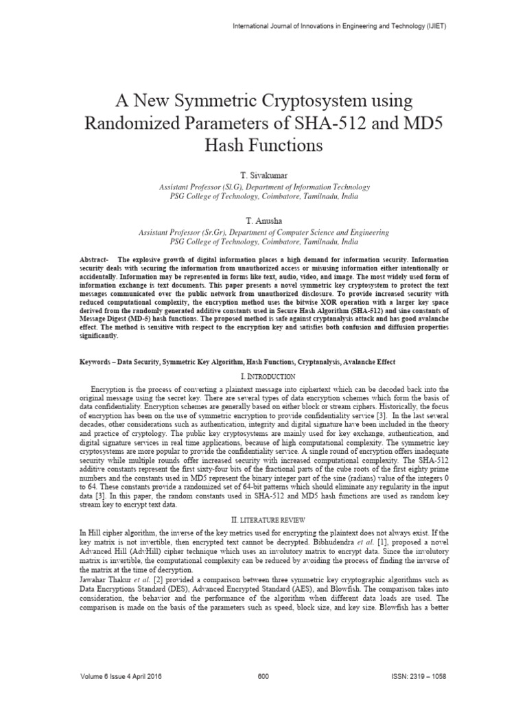 Novel Symmetric Cryptosystem Design | PDF | Cryptography | Encryption