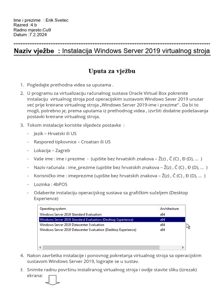 Instalacija Windows Server 2019 virtualnog stroja | PDF