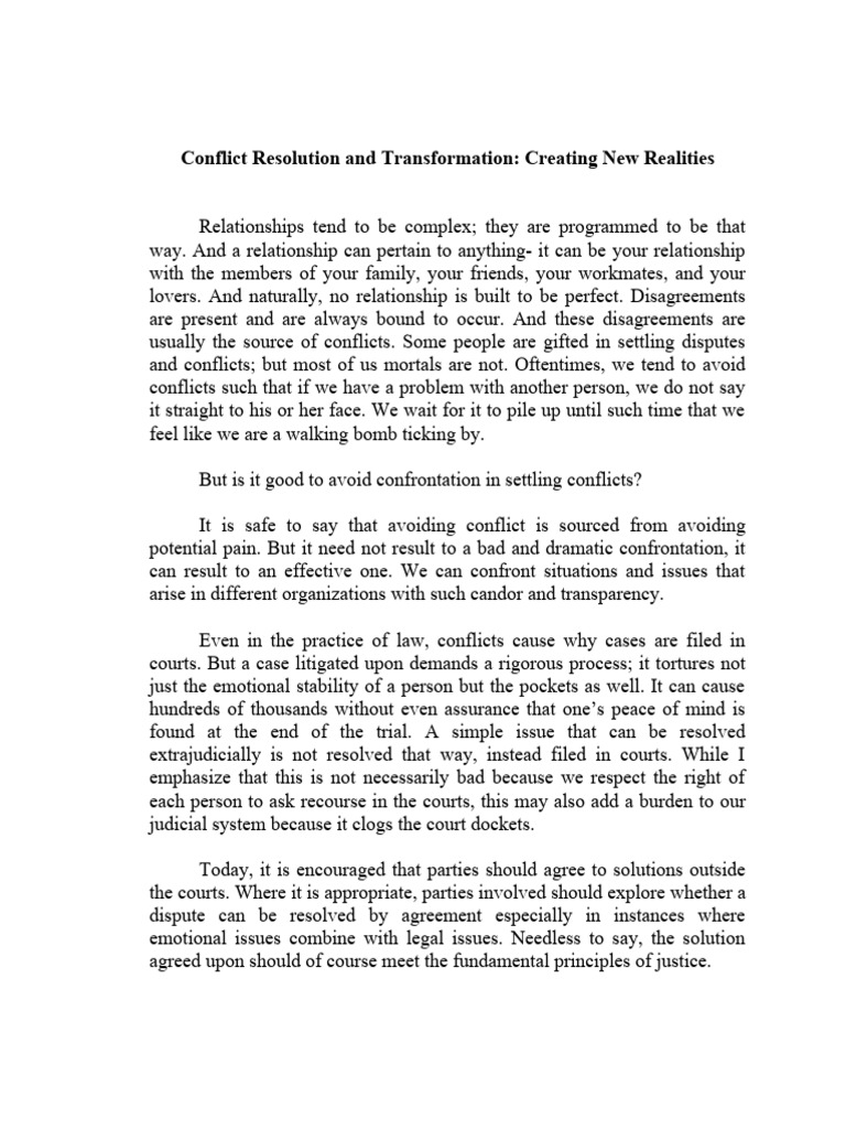 Effective Conflict Resolution Strategies | PDF | Alternative Dispute ...