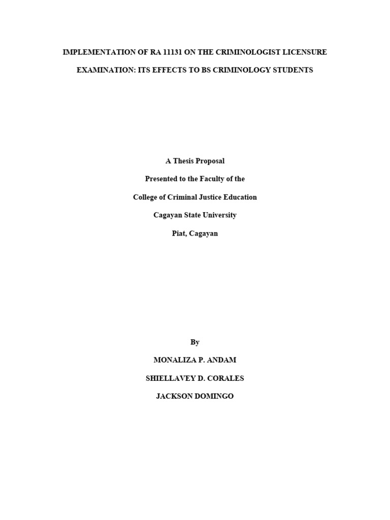 Implementation of Ra 11131 On The Criminologist Licensure Examination ...