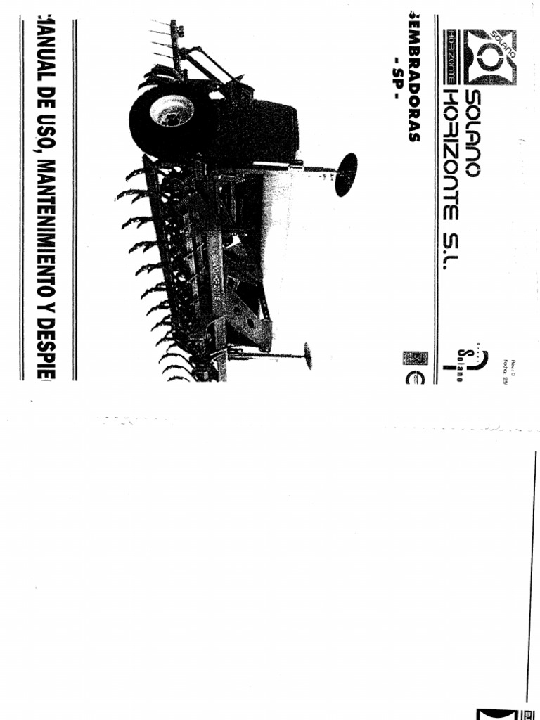 Manual Uso y Mantenimiento Sembradora Solano SP | PDF | Tornillo | Siembra