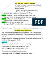 Defining and Non Defining Relative Clauses