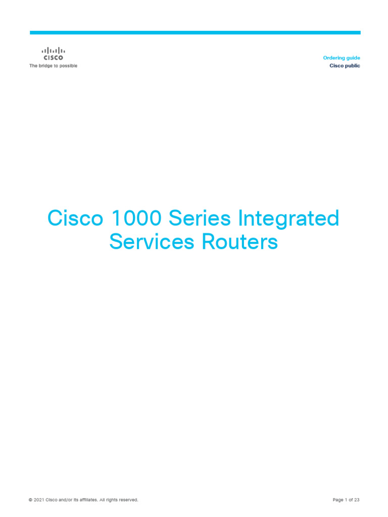 Cisco 1000 Series Integrated Services Routers Ordering Guide 1kseries ...