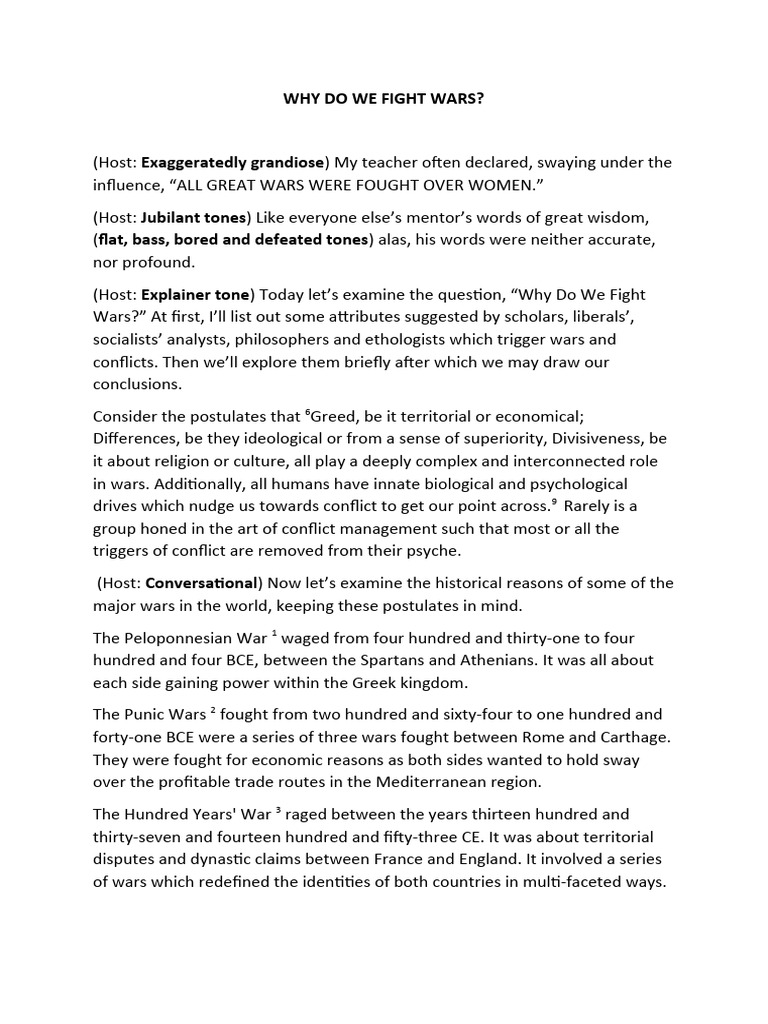 YouTube Script Sample - Why Do We Fight Wars | PDF | Decision Making