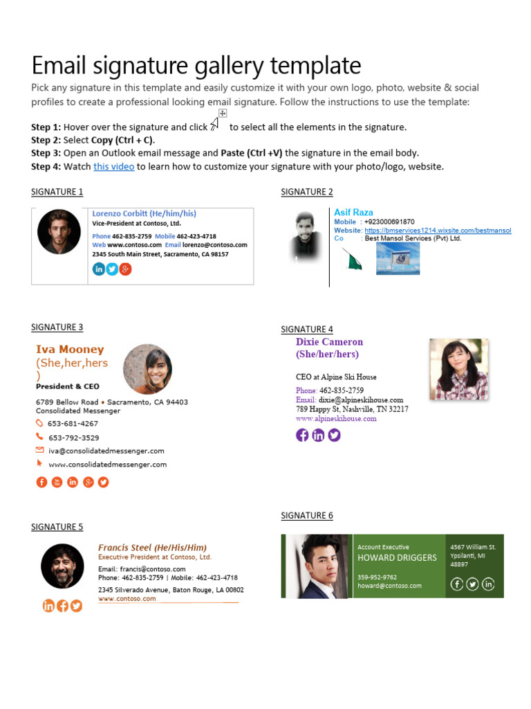 Customizable Email Signature Gallery | PDF