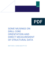 Musings On Direct Measurement of Structural Data in Core