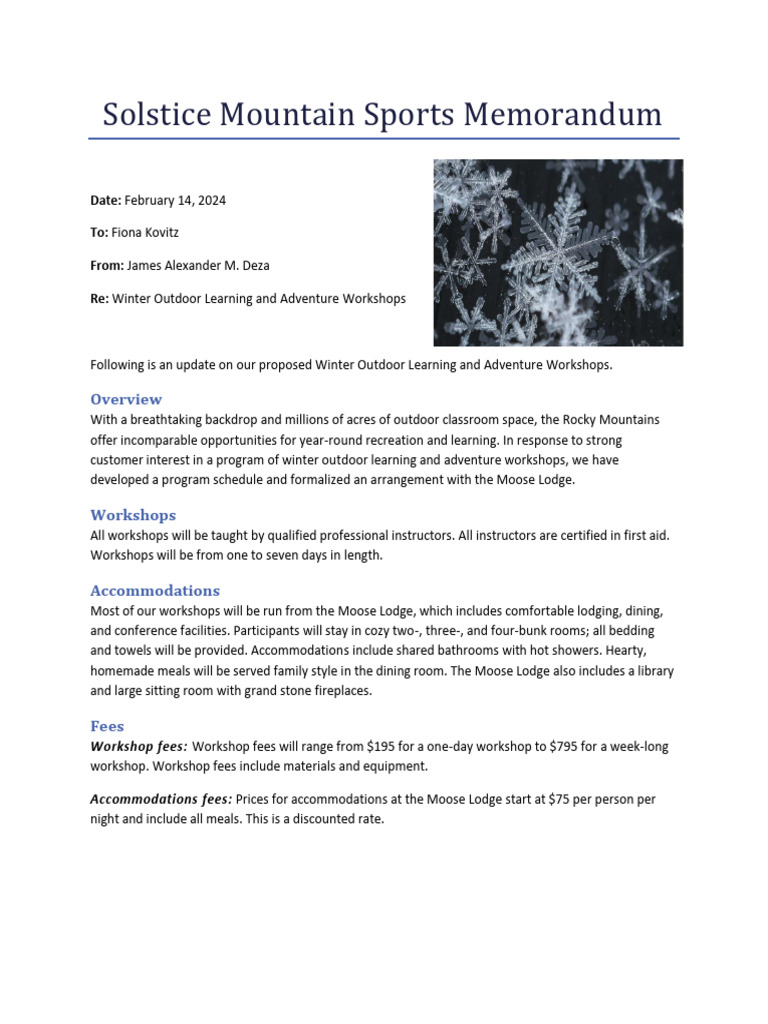 Winter Outdoor Workshops in Rockies | PDF | Snow | Outdoor Recreation