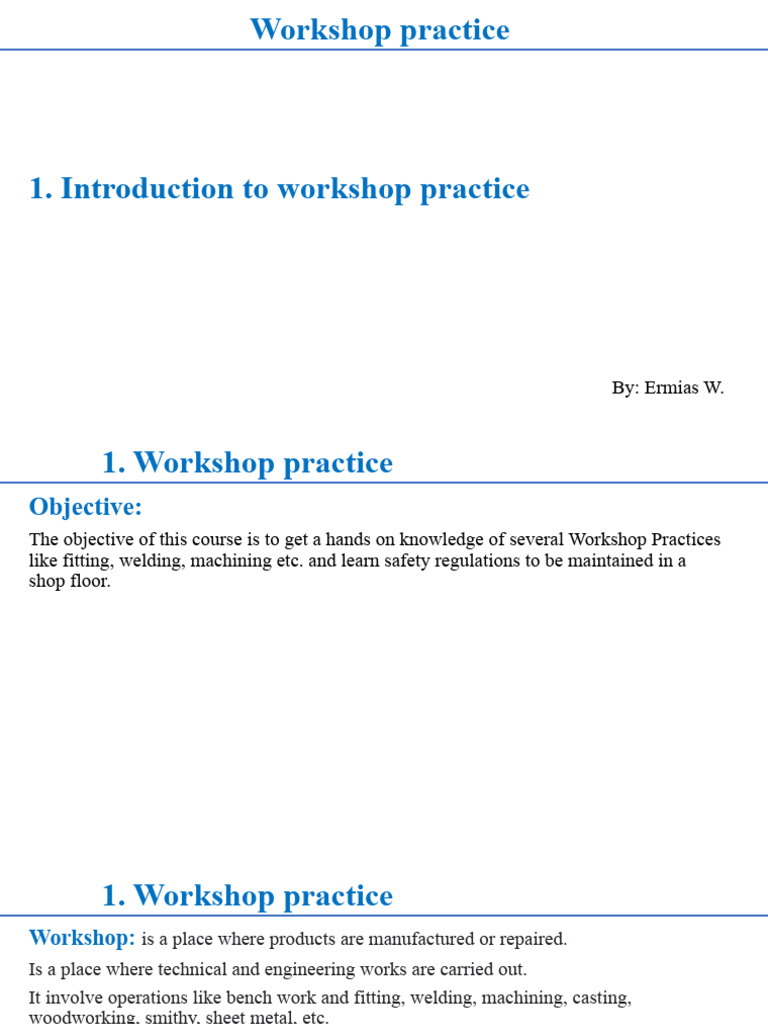 Introduction to Workshop Safety Practices | PDF | Personal Protective ...