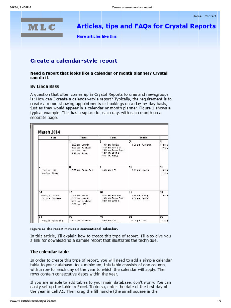 Create A Calendar-Style Report | Download Free PDF | Computing | Data ...