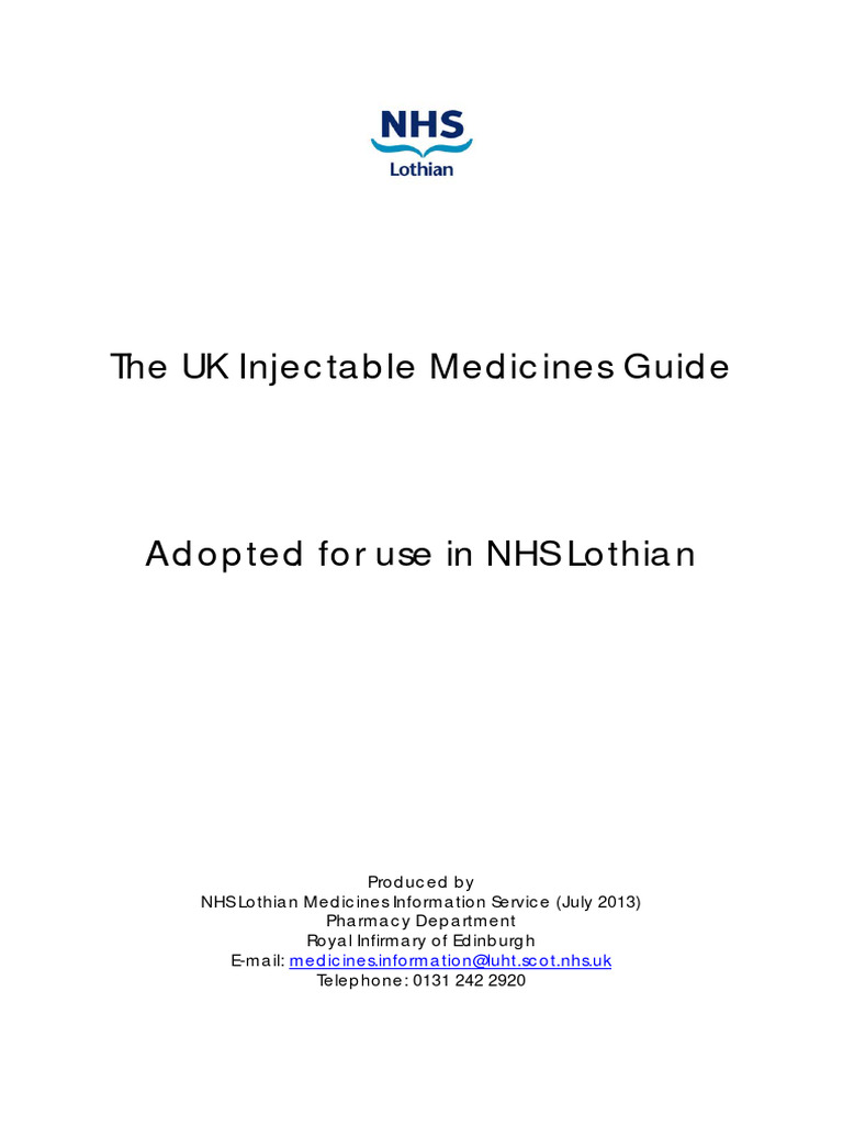 UK Injectable Medicines Guide | PDF | Intravenous Therapy | Injection ...