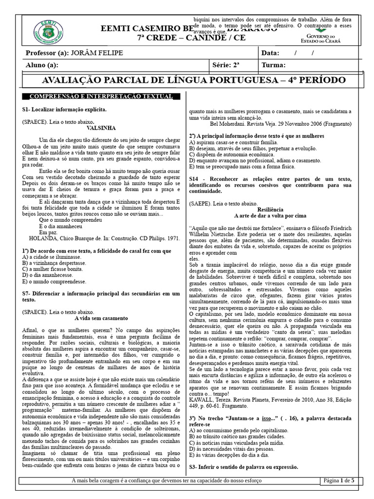 Av Nov 2C Port | PDF | Gado | Dom Quixote