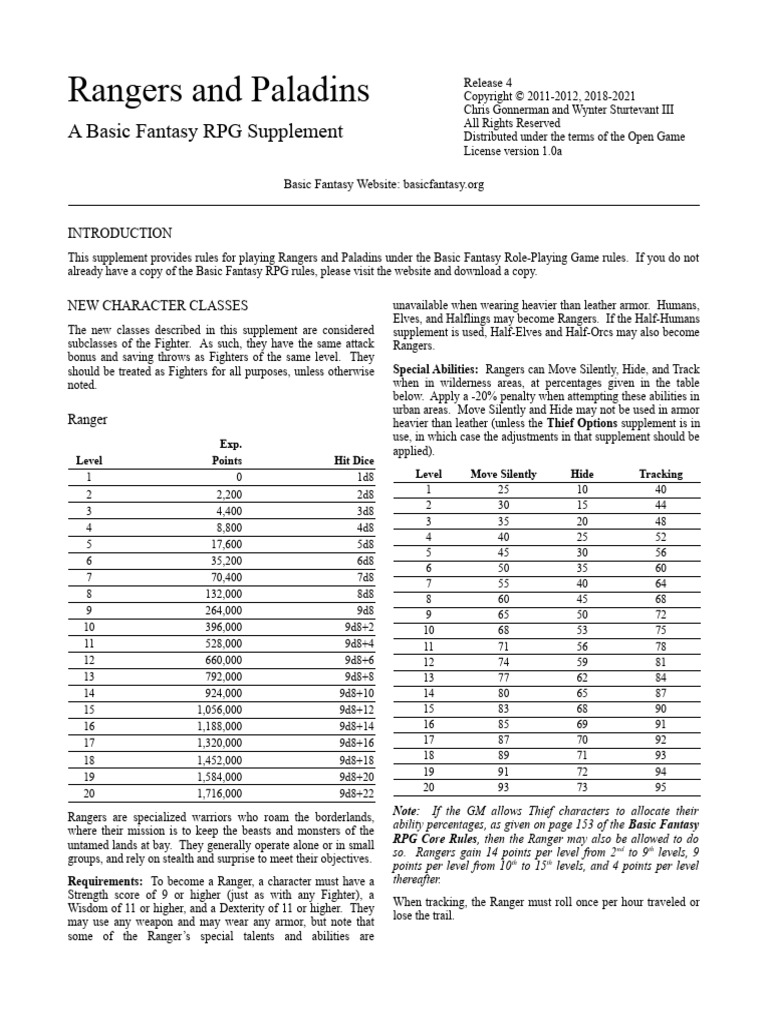 BF Rangers and Paladins r4 | PDF