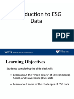 Introduction To Wrds Overview of Esg Data at Wrds Into To Esg Data Slide Deck