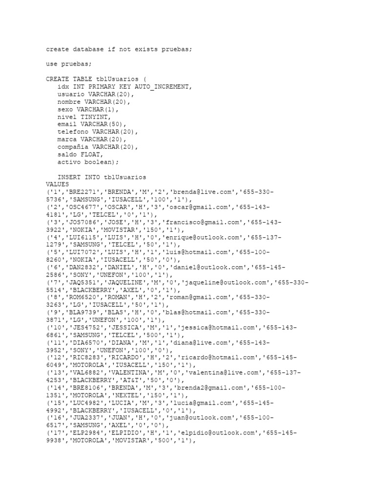Create Database If Not Exists Prueb 1 Download Free PDF Mobile