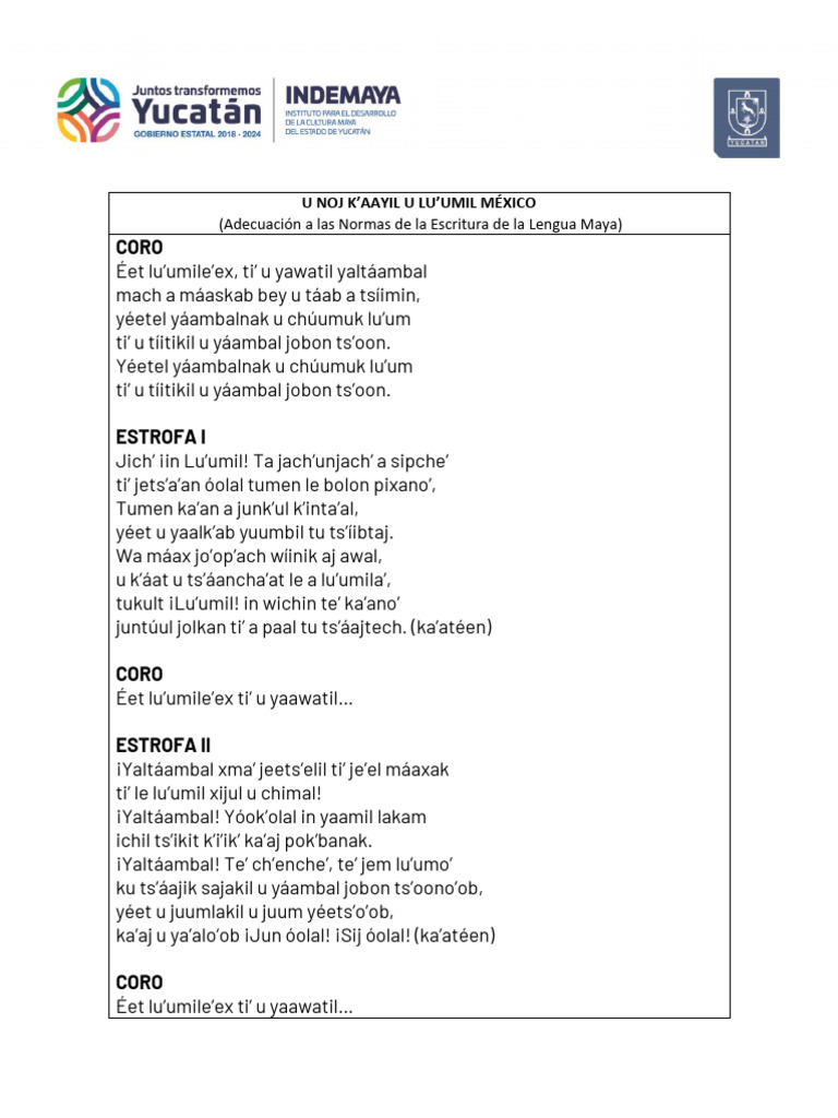 Letra HNM en Maya Reg 2019 | PDF