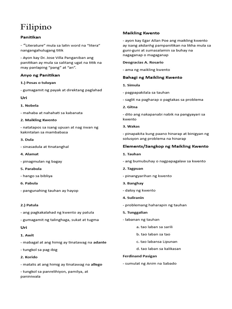 Fil Eng Esp Reviewer | PDF