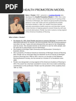 Nola Pender's Health Promotion Model | PDF | Behavior | Self Efficacy