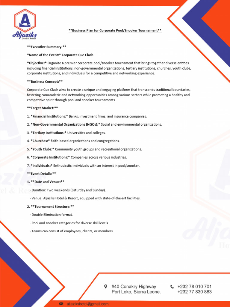 Business Plan For Corporate Pool | PDF | Non Governmental Organization ...
