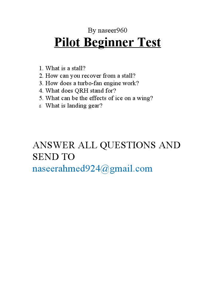 Pilot Beginner Test Questions and Answers | PDF
