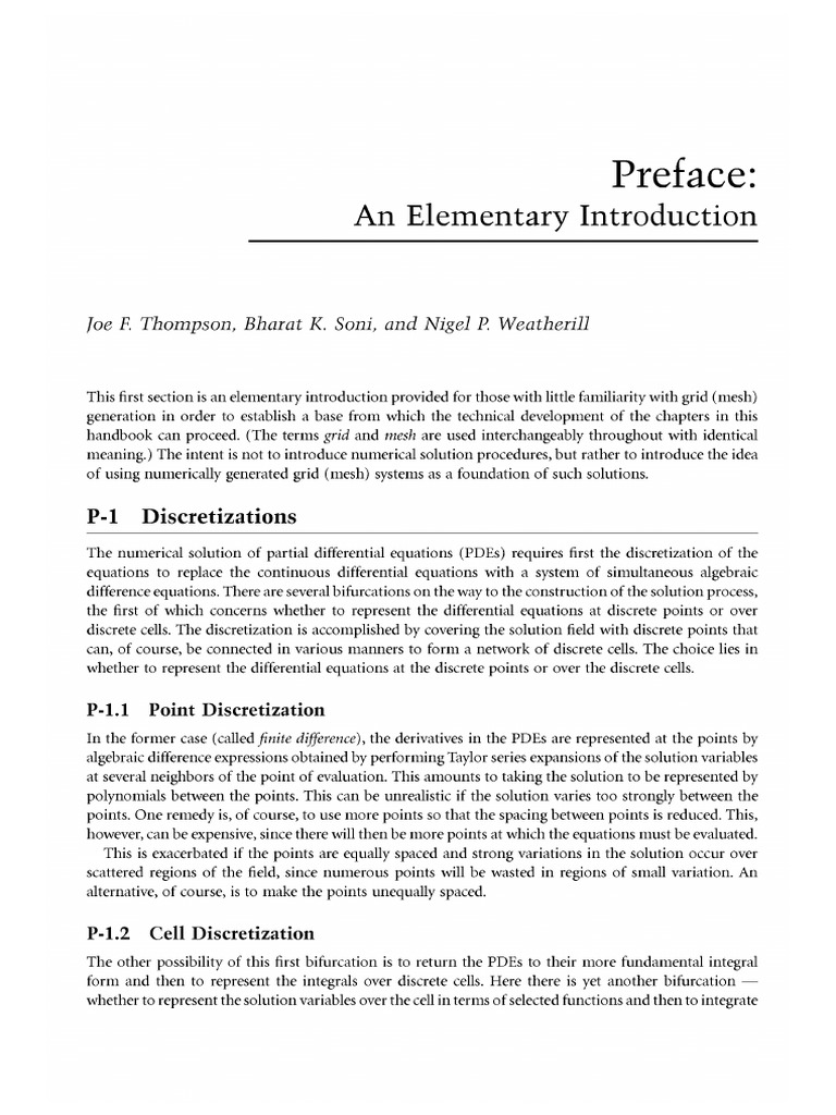 Handbook of Grid Generation Preface | PDF