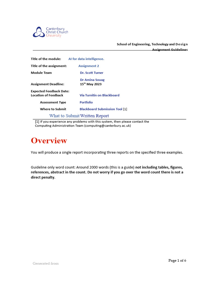 AI Data Intelligence Assignment Guide | PDF | Artificial Intelligence ...