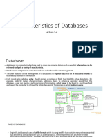 Characteristics of Databses - Lecture 3-4