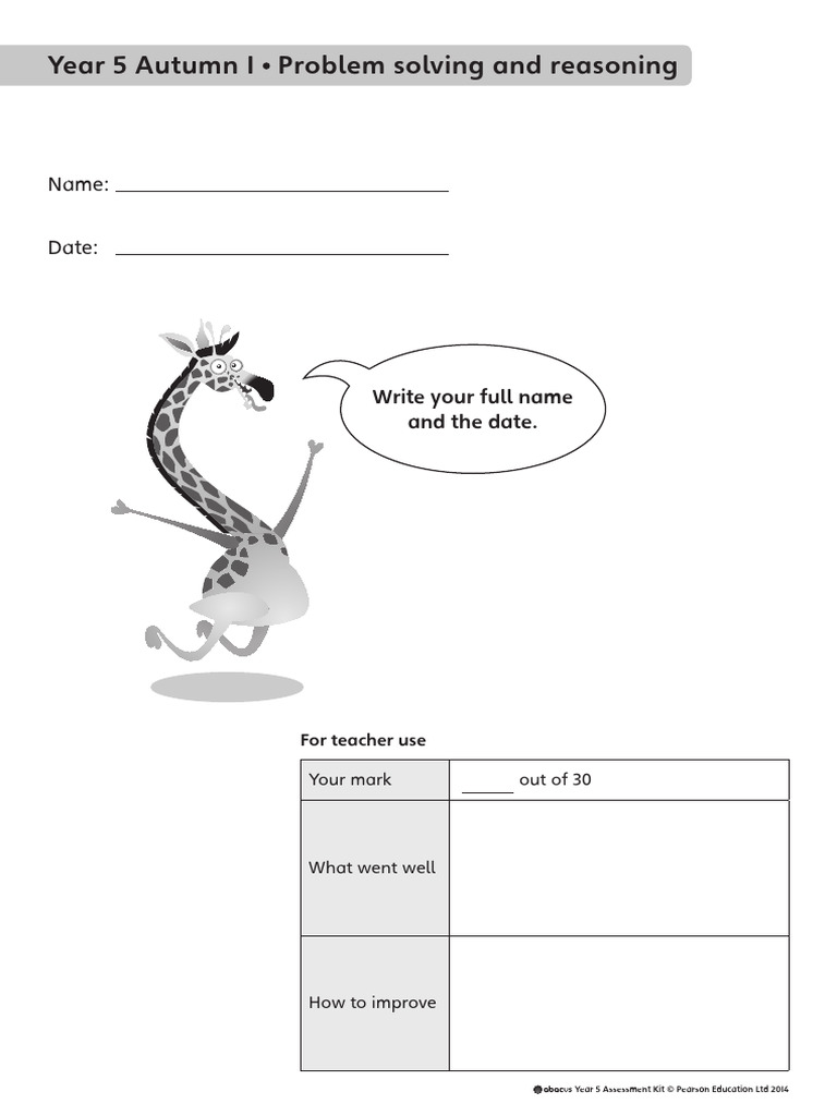 Abacus year 5 problem solving and reasoning test sample pdf