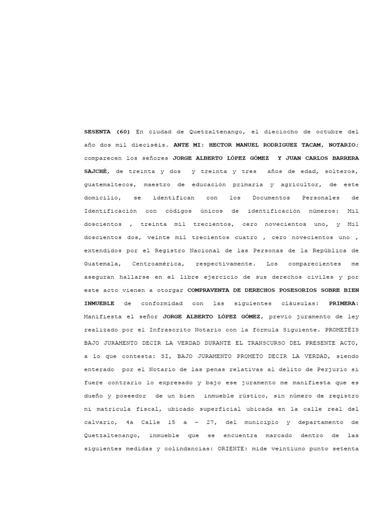 Compraventa de Inmueble en Quetzaltenango | PDF | Guatemala | Justicia