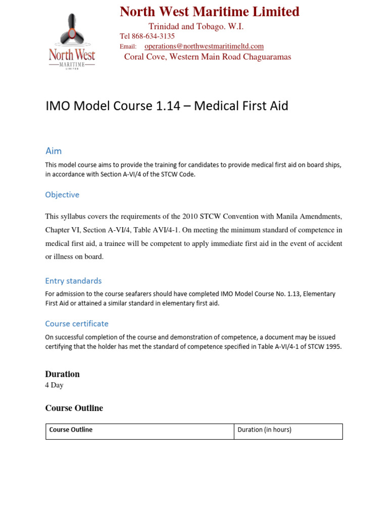 Medical First Aid Training for Ships | PDF | Science & Mathematics
