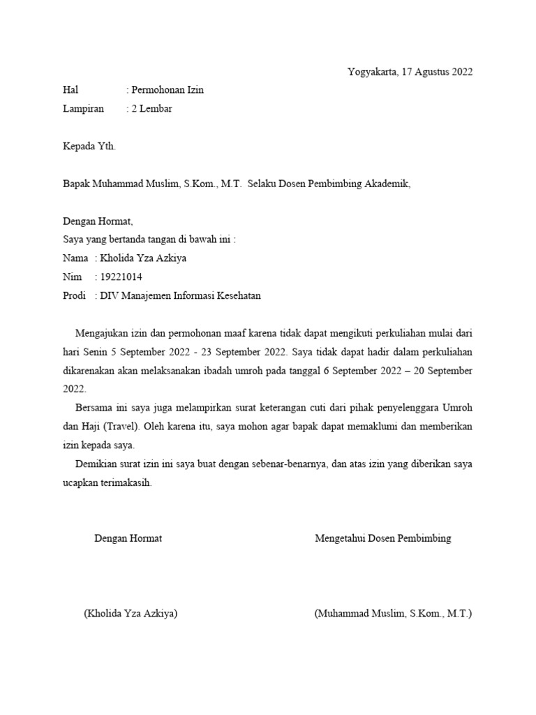 Surat Izin Umroh | PDF